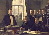 Peace Canvas Paintings - The Signing of the Protocol of Peace Between the United States and Spain on August 12, 1898